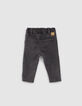 Graue Baby-Mädchen-Jeans mit Miniperlendekor an den Seiten-4