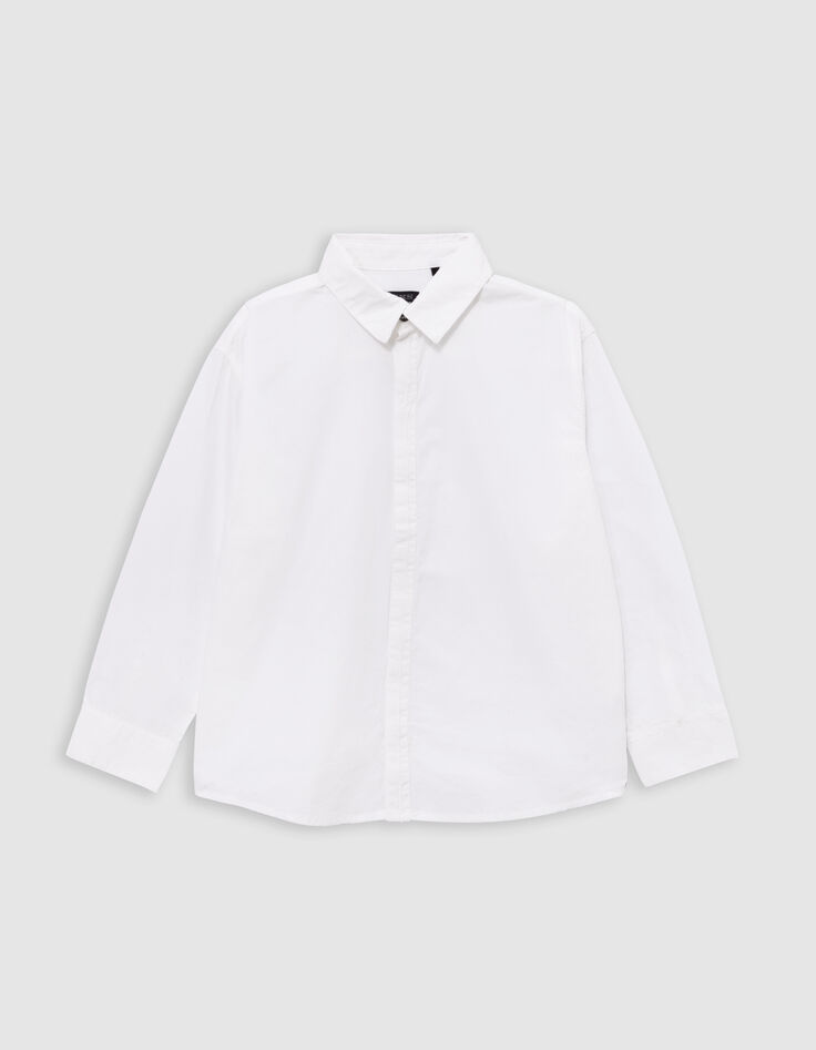 Boy’s white shirt, lightning embroidered on button placket-2