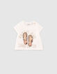 Gebroken wit T-shirt opdruk teenslippers babymeisjes-1