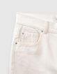 Gebroken witte boyfriend jeans met franjes onderaan Dames-4