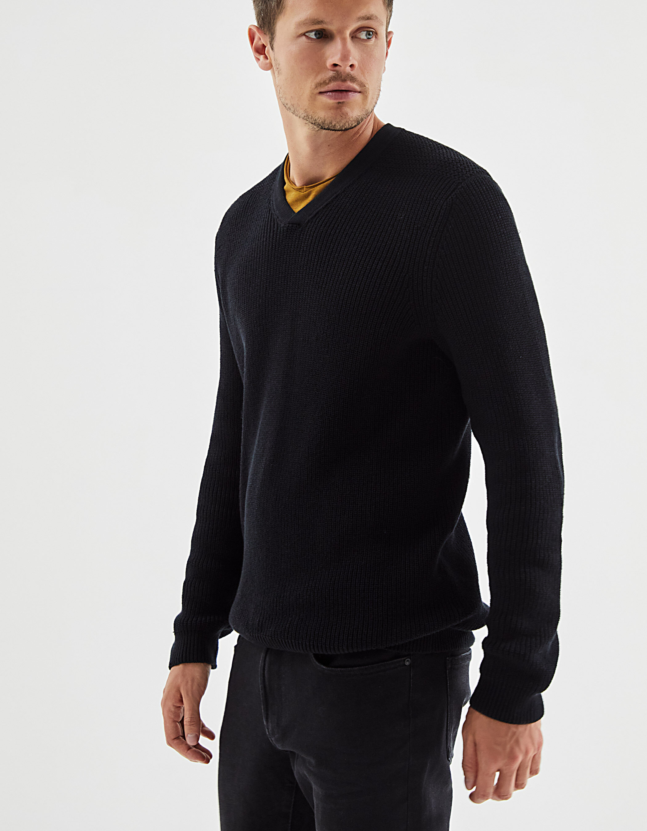 Pull col cheap v noir homme