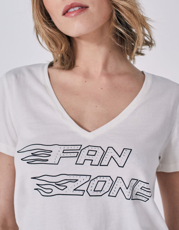Women’s off-white slogan T-shirt with diamante-4