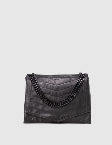 The 1. Women's black quilted leather XL bag - IKKS