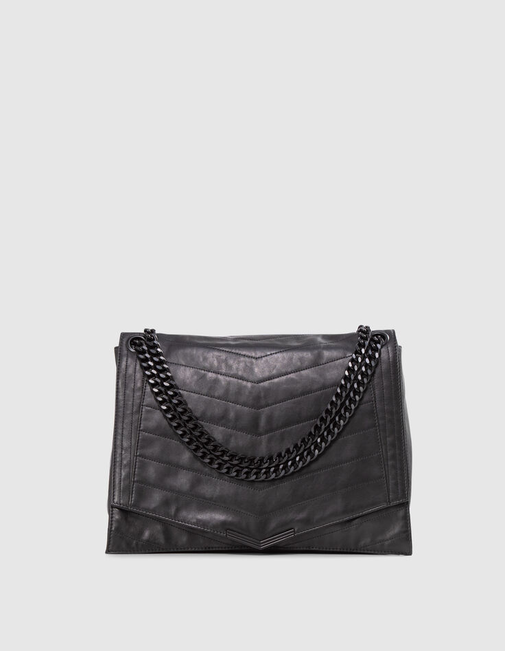 Sac THE 1. noir cuir matelassé Taille XL Femme-1