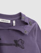 Violet T-shirt bio rockprint voor en achter babyjongens-6