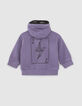 Baby boys’ violet hooded cardigan with print on back-4