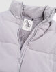 Girl's short recycled grey quilted down jacket-8