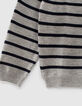Girls’ grey marl sweater with navy stripes and ruffles-7