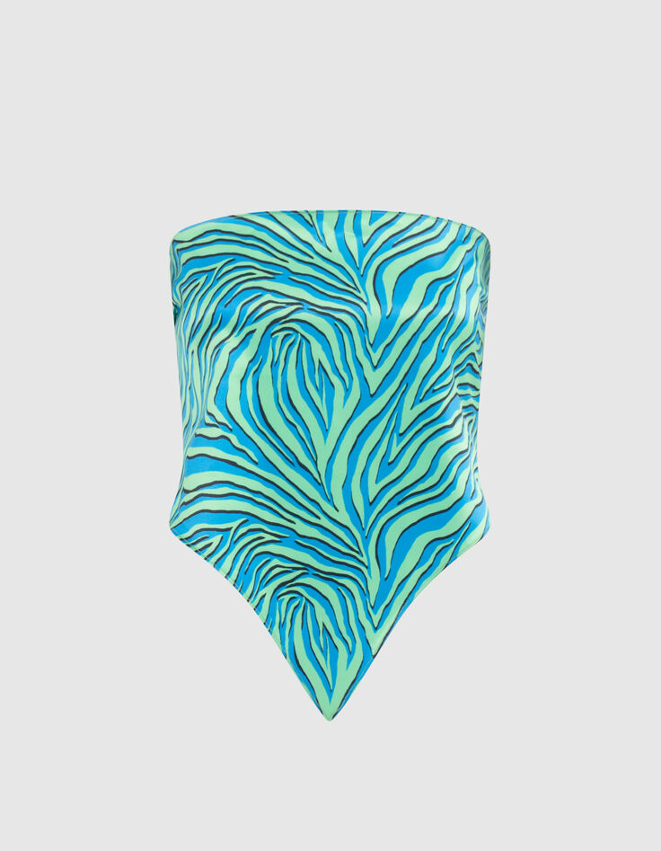 Women’s turquoise zebra print scarf-bustier-7