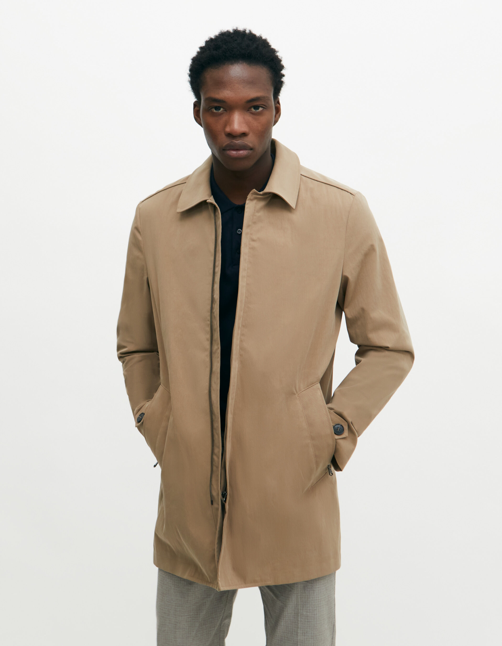 Zipper cheap trench coat