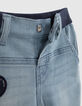 Blau gewaschene Baby-Jeans mit geripptem Bund-7