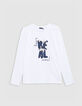 White T-shirt organic cotton maxi message boy-2