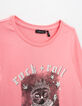 T-shirt rose vif visuel chat-princesse fille-6