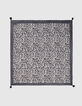 Fijne vierkante omslagdoek zwart-witte foulardprint dames-2