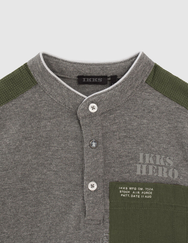 Boys’ grey polo shirt with pocket-2