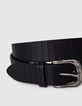 Men’s black cartridge-style engraved leather belt-2