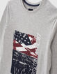 Boys’ medium grey marl US flag stadium image T-shirt -5