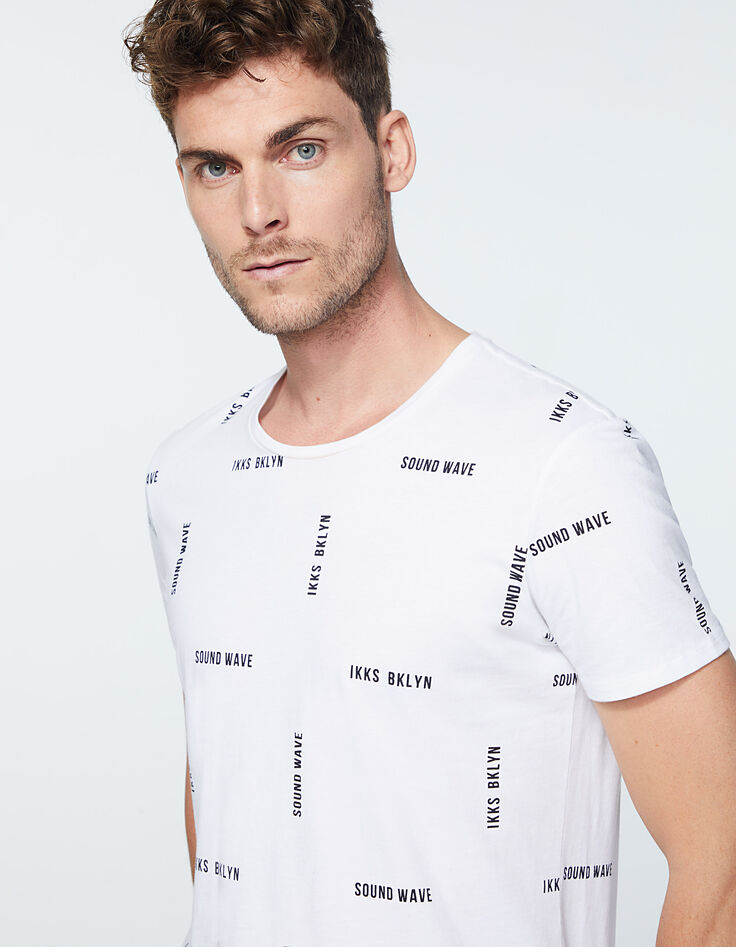 Weißes Herren-T-Shirt mit Print Sound Wave IKKS Bklyn-5