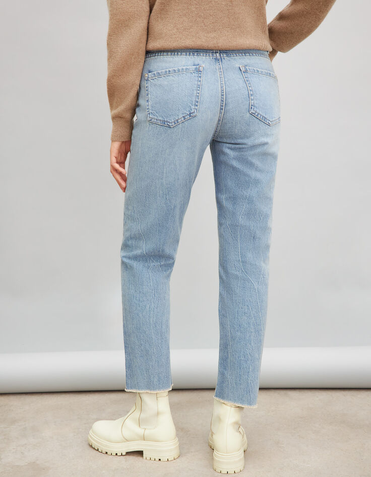 Rechte lichtblauwe jeans high waist katoen dames-2