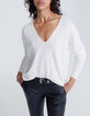 Women’s off-white chevron pointelle cashmere sweater-1