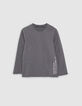 Boys’ grey T-shirt with flocked pocket-2