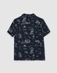 Boys’ navy toile de Jouy organic cotton short shirt-3