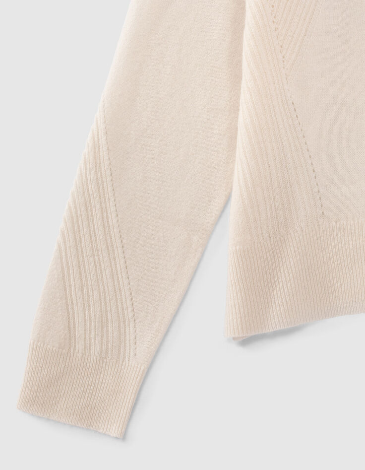 Pure Edition – Women’s ecru pure cashmere knit cardigan-3