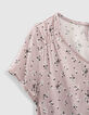 Lichtpaarse blouse microbloemenprint cropped meisjes-4