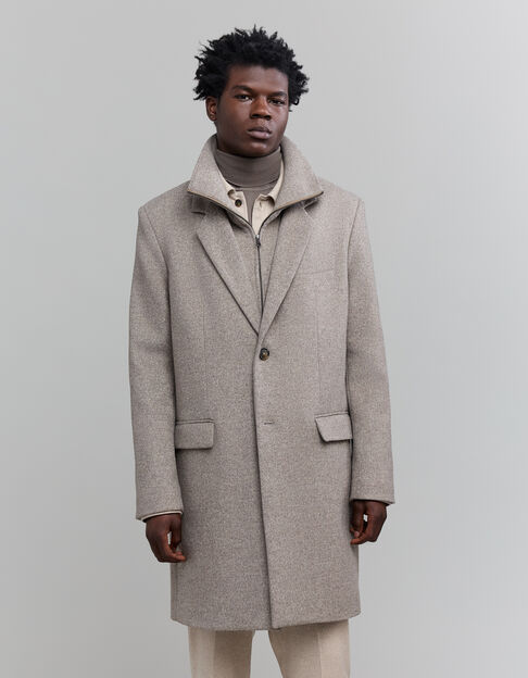 Manteau grège lainage parementure amovible Homme - IKKS