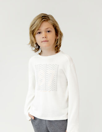 Boy's ecru fancy print thermoreactive T-shirt