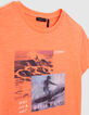 Fluo-oranje T-shirt biokatoen lenticulaire opdruk jongens-3