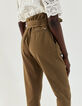 Khaki Bootcut-Damenhose mit hohem Bund-2