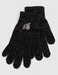 Girl's black glitter knit gloves-5