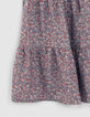 Girls' navy micro-flower print long skirt-4