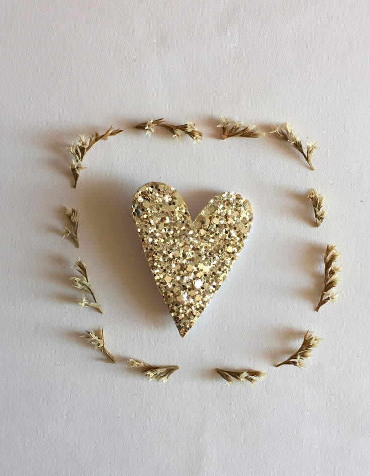 Broche corazón oro purpurina hecho a mano TENDRE CACTUS-1