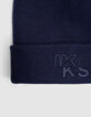 Boys' navy knit cap with gum logo-4