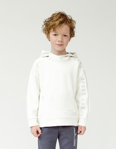 Ecru Sweatshirt, geprägte Botschaft, Leucht-Ärmel, Jungen - IKKS