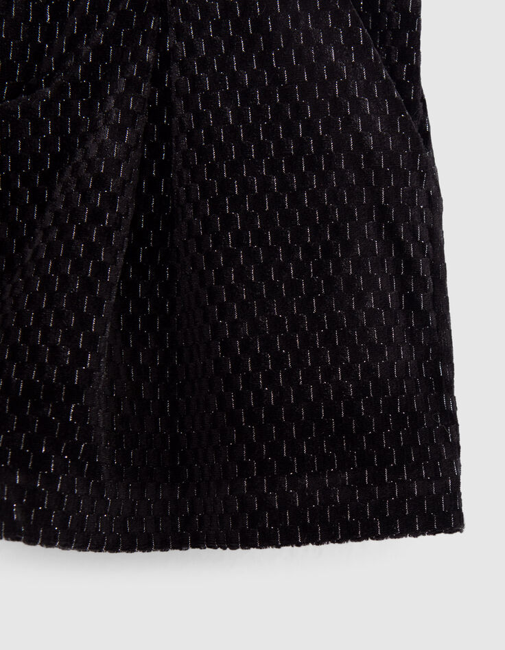 Girls’ black texture, lurex, jacquard velvet knit shorts-5