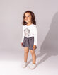 Ensemble short gris et T-shirt écru bébé fille-2