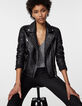 Women’s black zipped pocket lambskin leather jacket-1