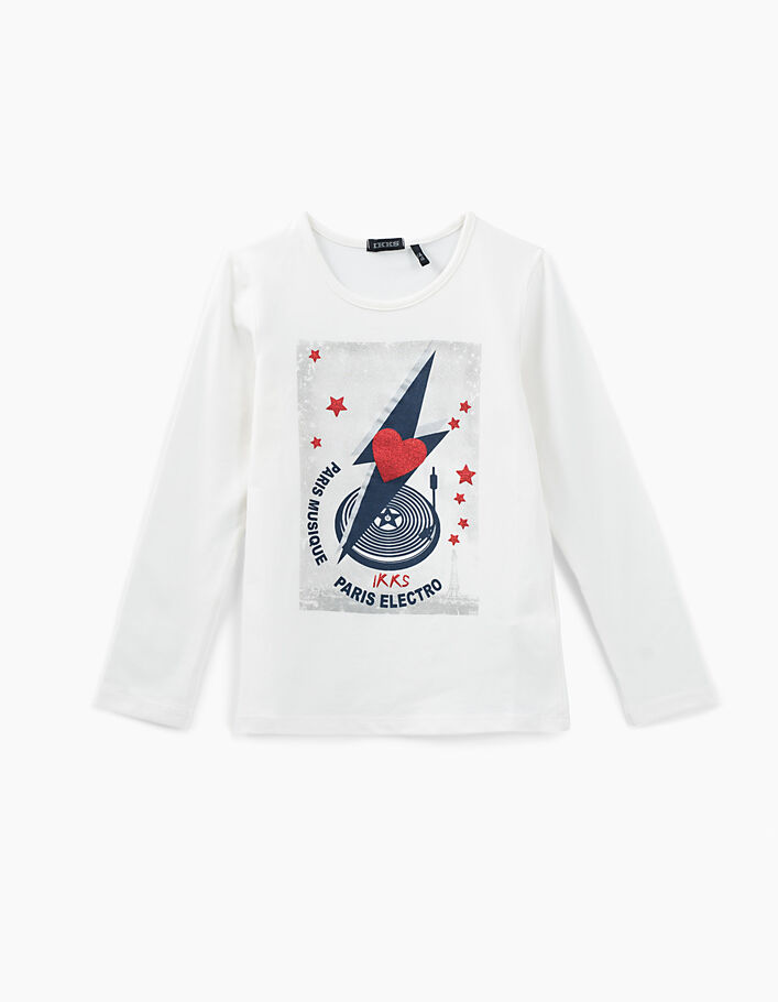 Girls’ off-white turntable graphic T-shirt