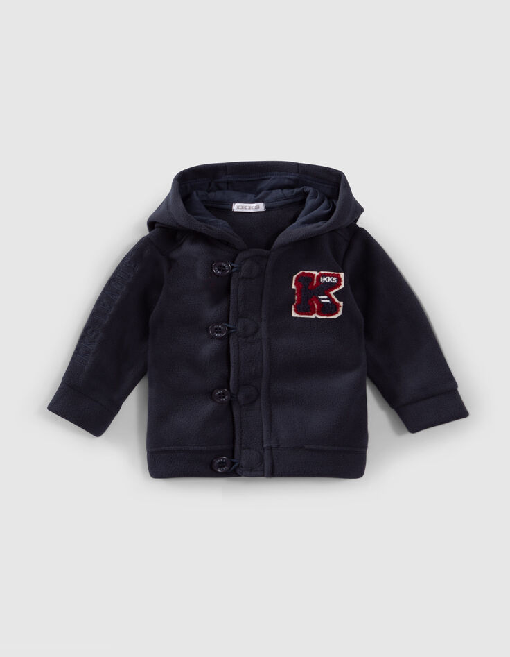 Baby boys’ navy fleece hooded cardigan-1