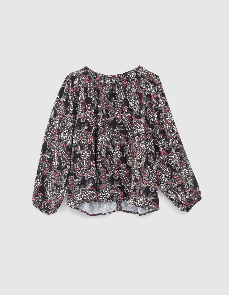 Girls’ black paisley print blouse-1