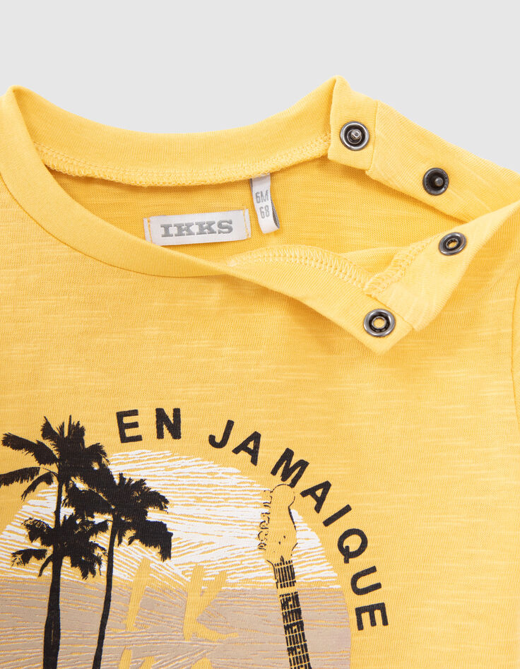 Baby boys’ yellow T-shirt with guitar palm trees images-6