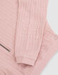 Girls’ powder pink ribbed zipped cropped T-shirt-4