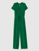 7/8 jumpsuit in groene viscose met rugsplit voor dames-1