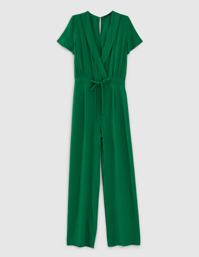 Women’s green viscose 7/8 jumpsuit with slit on back - IKKS