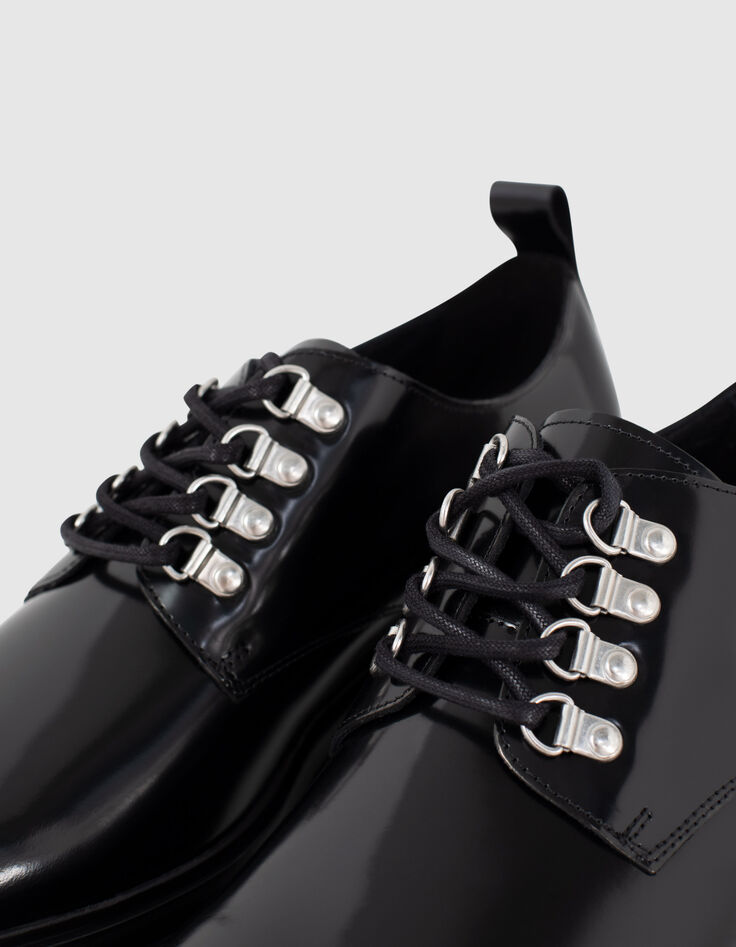 Derbies noires crantées en cuir Homme-4