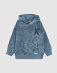 Donkerblauwe sweater Bandanaprint met kap jongens -1