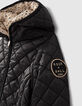 Girls’ black & star-printed beige reversible padded jacket-8